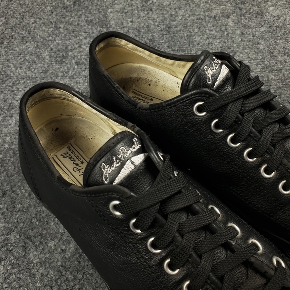 Converse Jack Purcell Low Triple Black Leather Sneakers Mens 9 Casual Shoes - Picture 9 of 13